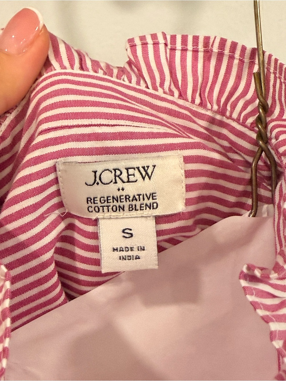 Pink Stripe Ruffle Collar Button-Up Top - Picture 4 of 6